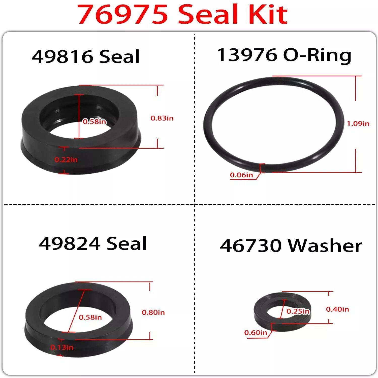 For Cat Pump 4DNX Pumps 4DNX25GSI 4DNX27GSI Seal Kit 76975 Seal Kit 12PCS