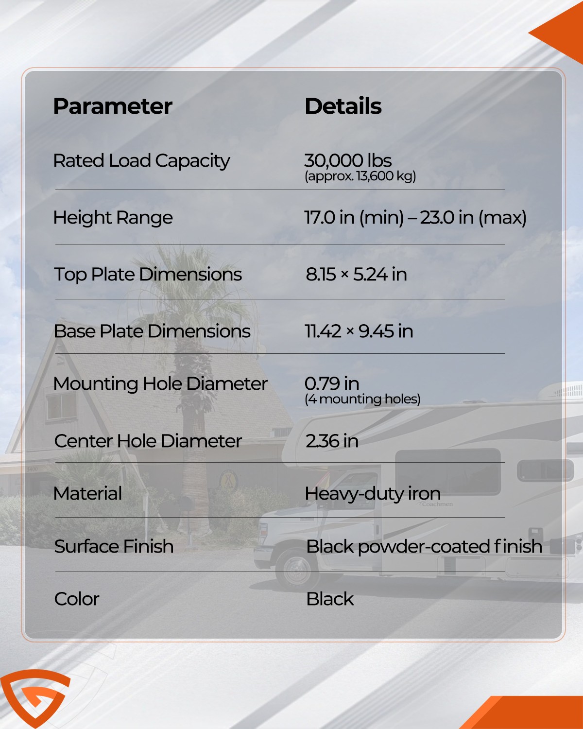 For Camper RV Trailer 12"-17" Fifth (5th) Wheel to Gooseneck Adapter Hitch