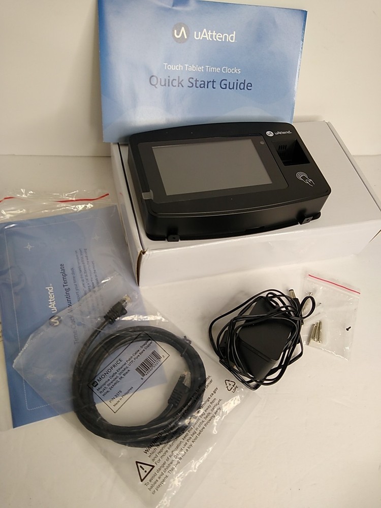 OPEN BOX uAttend Biometric Fingerprint Touch Tablet Time Clock Black JR2000
