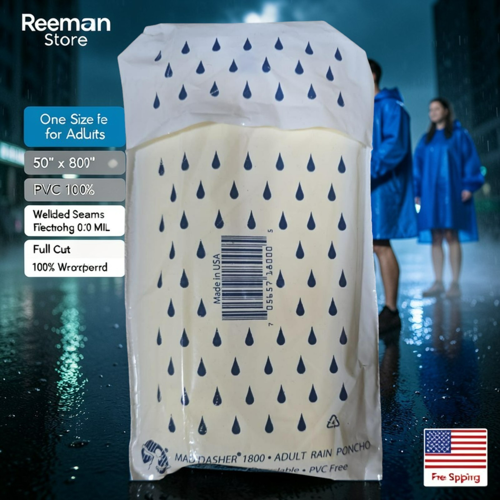 Unisex Rainwear Poncho Waterproof Rain Coats Adults Assort Colors Standard Size