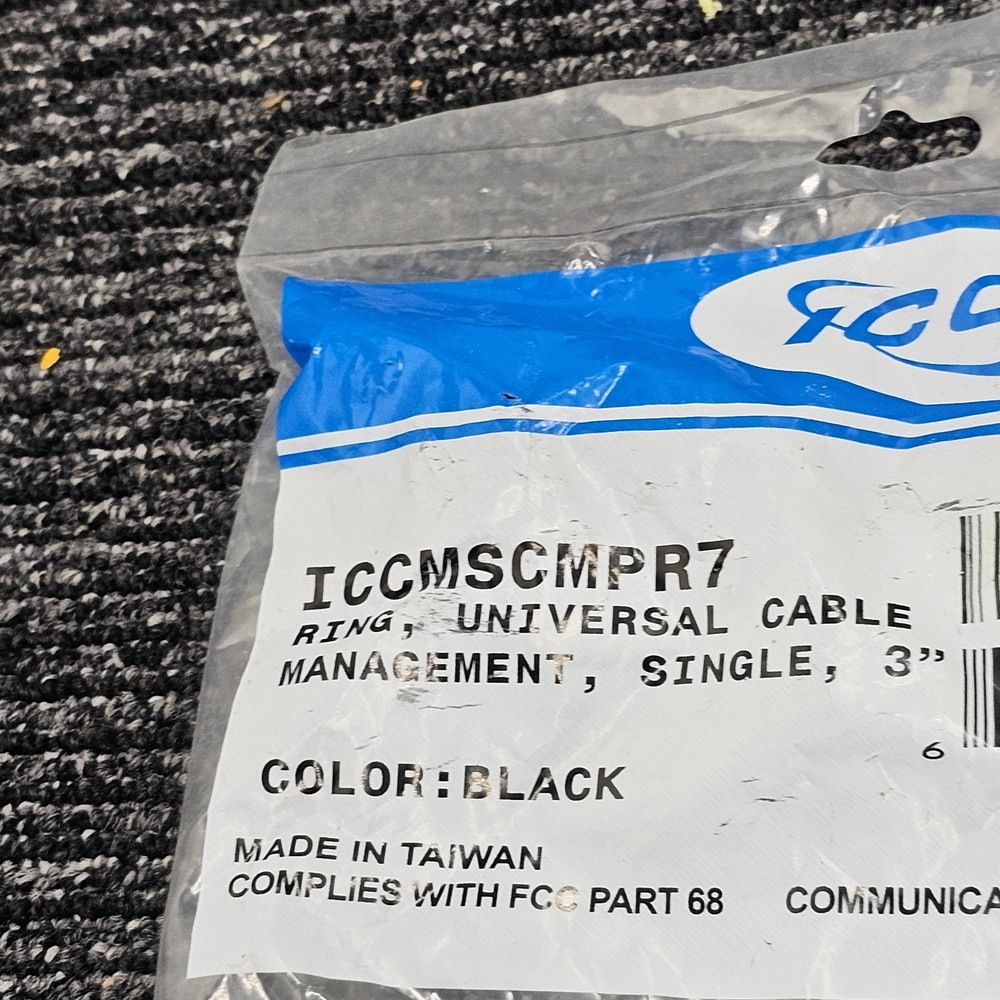(QTY 2) ICC ICCMSCMPR7 Plastic Cable Management Ring Cable Organizer