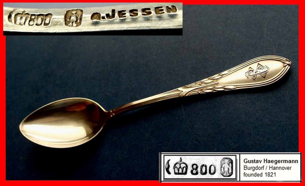 Pair, 2 Spoons, Gustav Haegermann, Jessen, 800 Silver E513