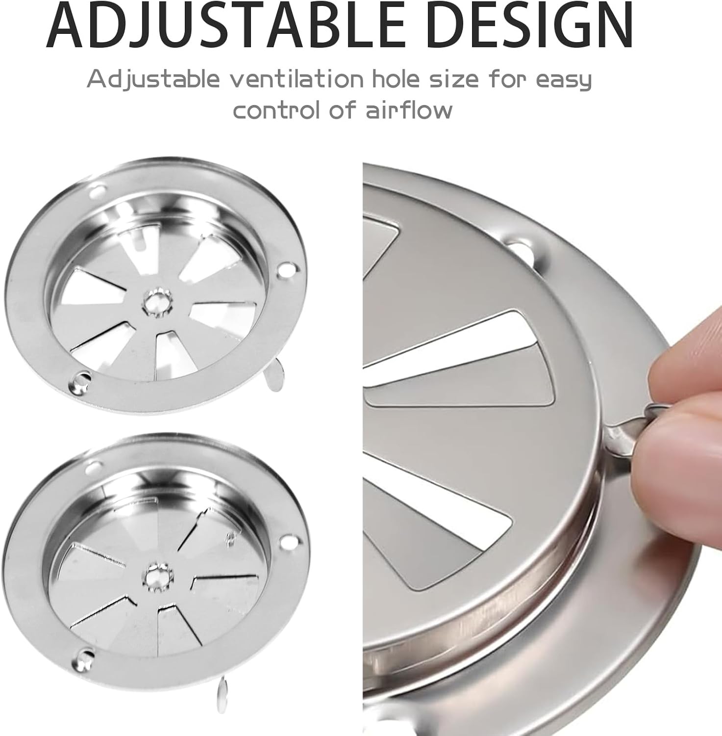 2 Pack BBQ Smoker Air Vent Set, Stainless Steel Grill Damper for Adjusting...