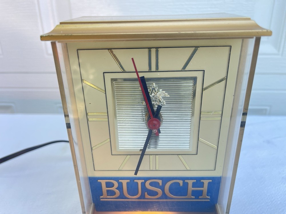 VINTAGE BUSCH BEER LIGHTED MANTEL CLOCK WORKS
