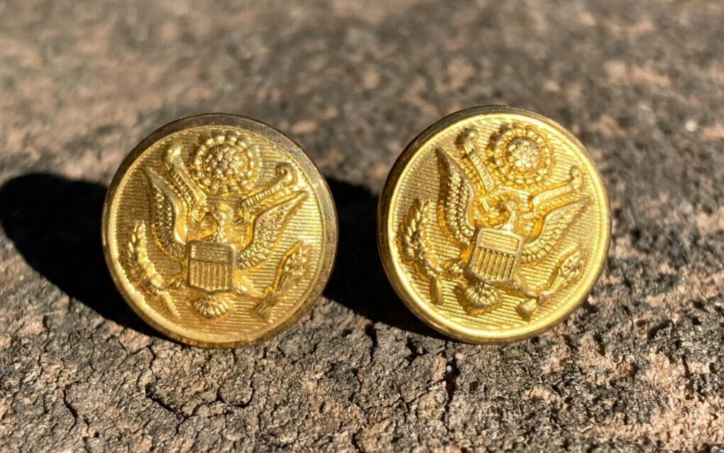 WW2 US Army Military Dress Cap Hat Studs Buttons Screws Brads Pins