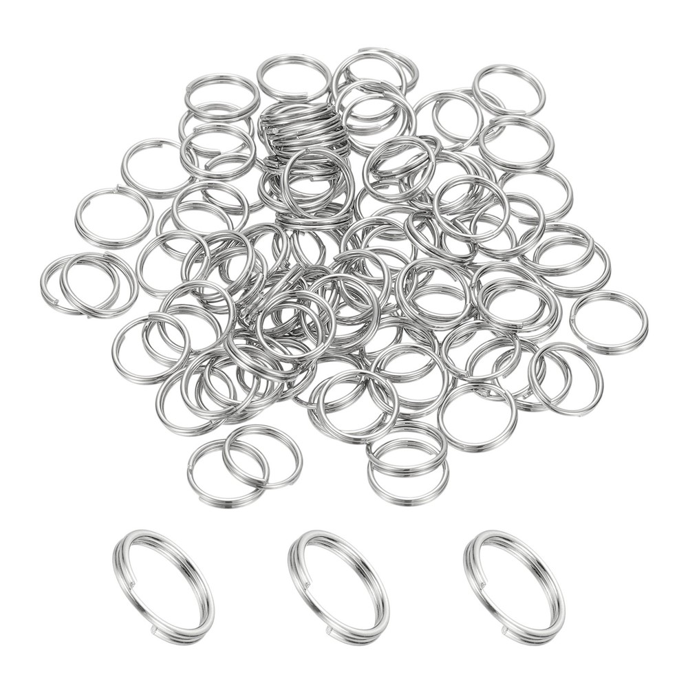 Round Split Ring, 100 Pcs 10 mm Small Split Ring with Double Loop, Silver