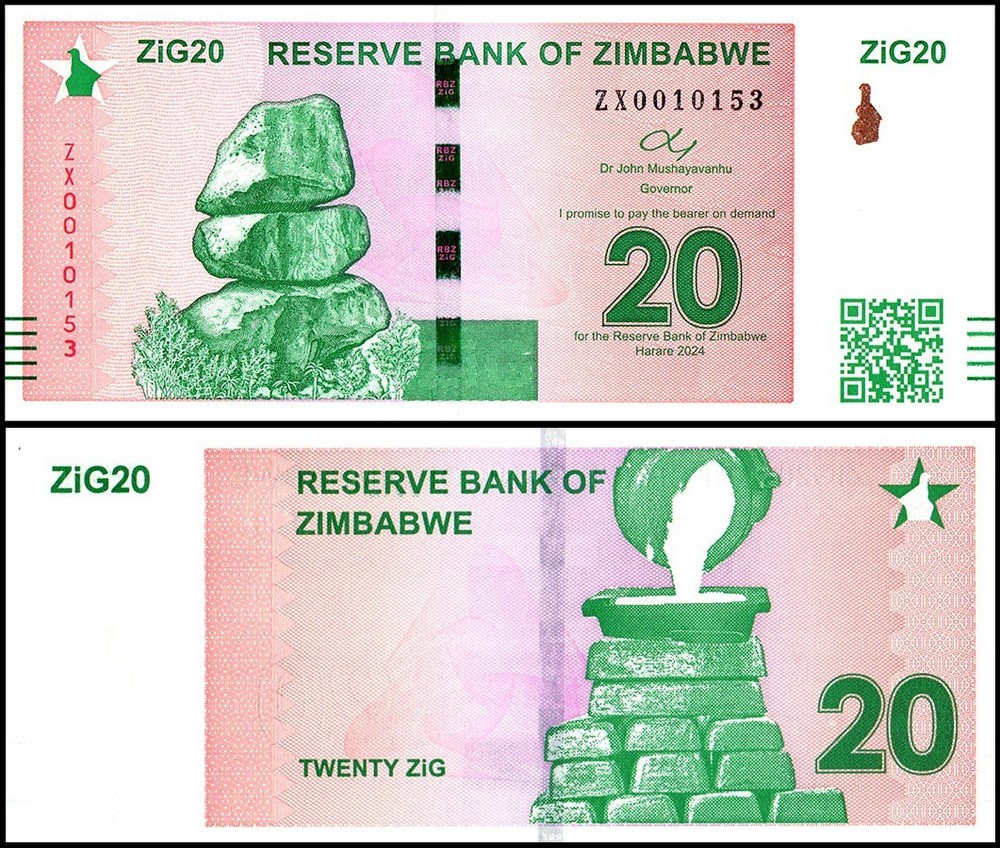 Zimbabwe 20 Zig, 2024, P-111, UNC Replacement