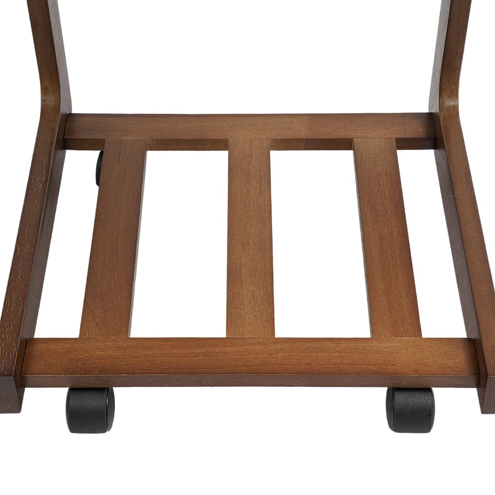 C-shaped End Table W/ Universal Wheels Walnut-colored Freestand Small Side Table