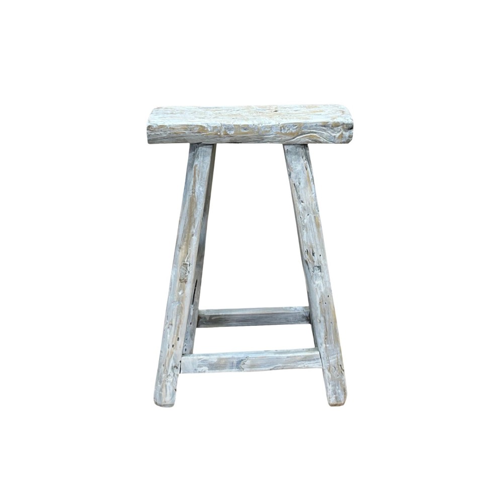 Rustic Raw Rough Wood Grain Rectangle Slim Stool Bench Side Table ws4583