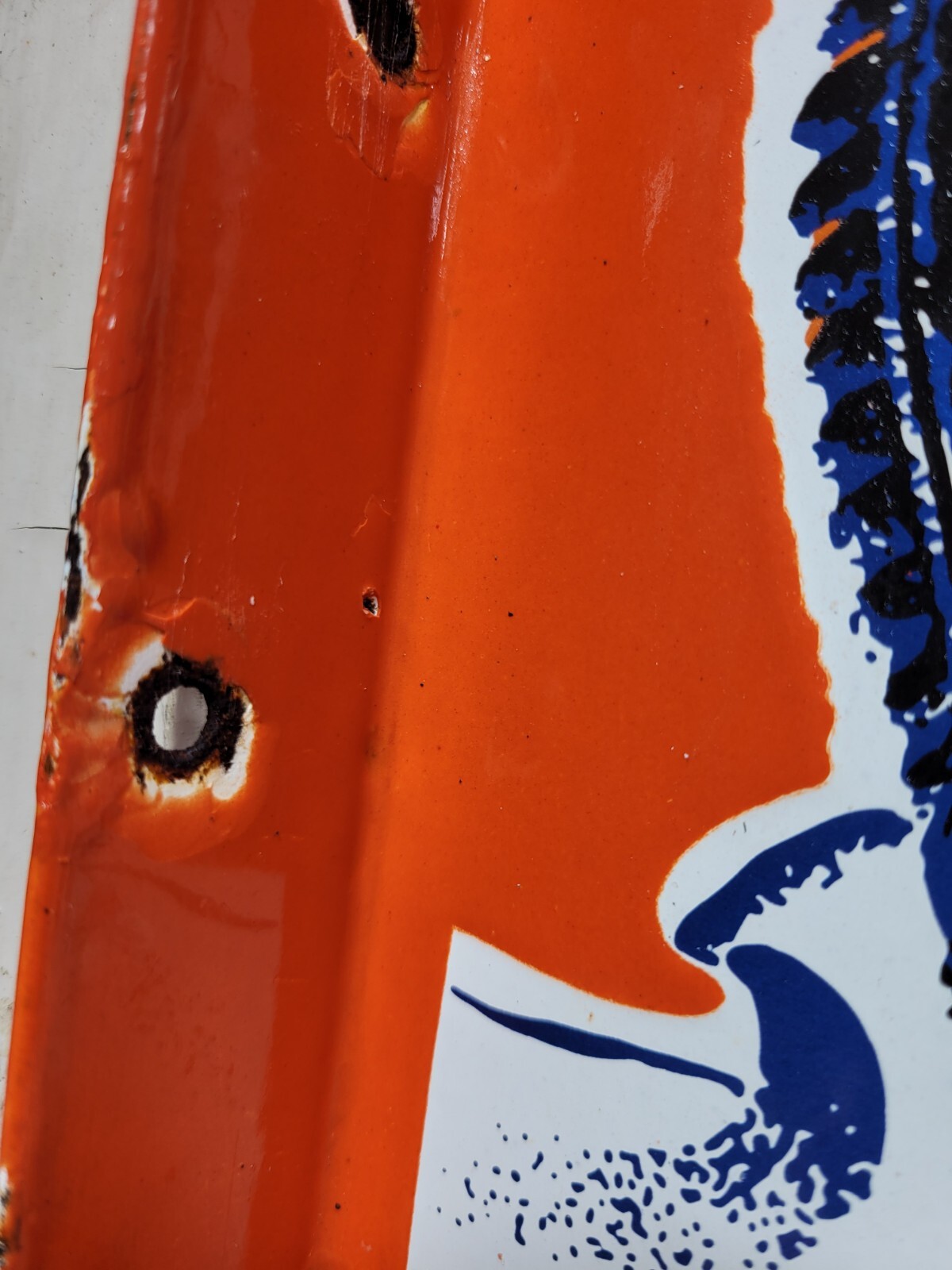 VINTAGE ORANGE CRUSH PORCELAIN SIGN OLD SODA FLANGE COLA BEVERAGE DRINK FOOD 20"