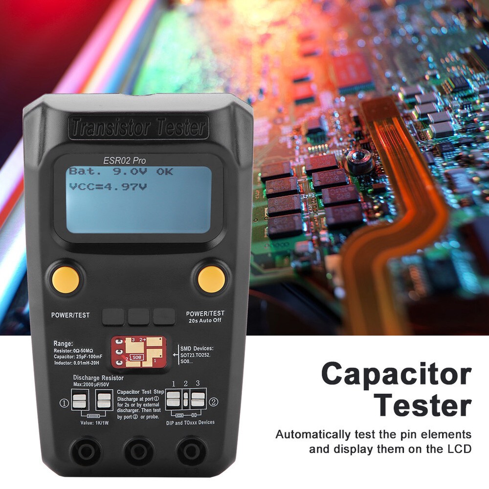 BSIDE ESR02 Pro Digital Transistor Tester SMD Chip Component Inductance Meter