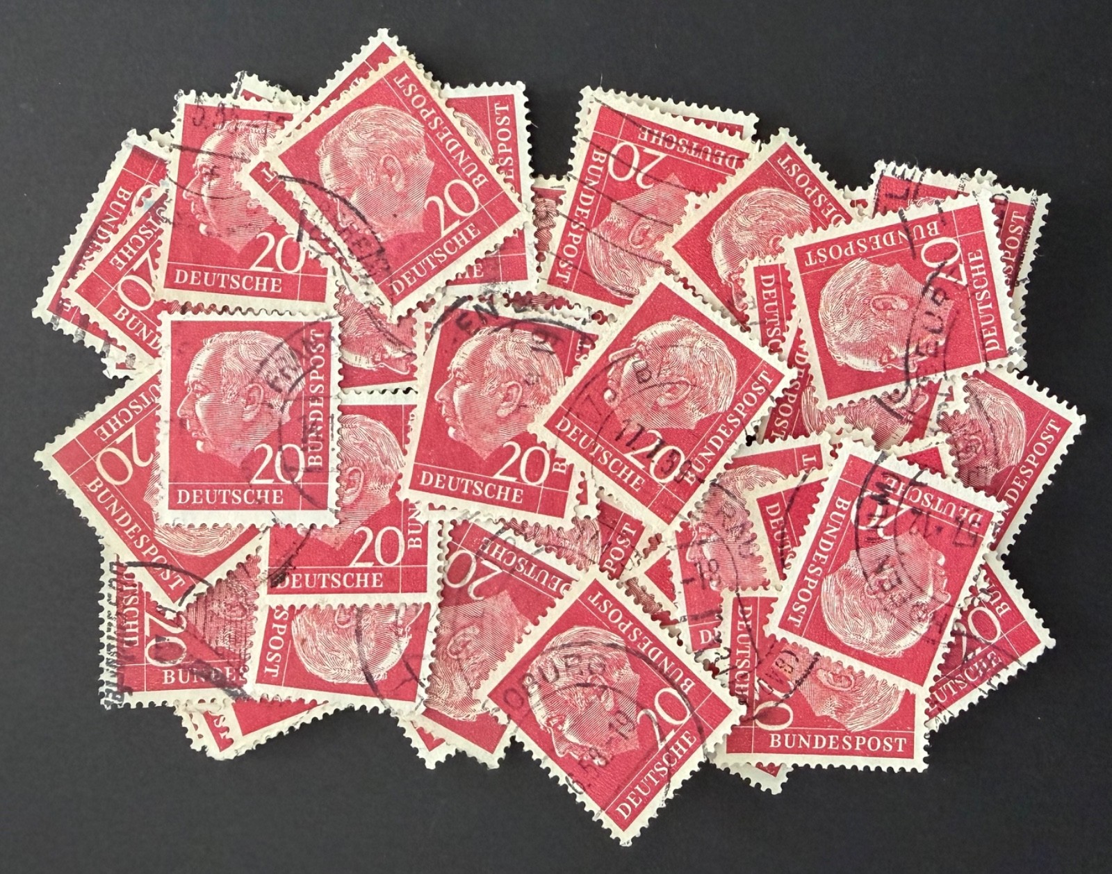 Germany #710 - 20 pf dark carmine rose - 60+ stamps for Art or Crafting