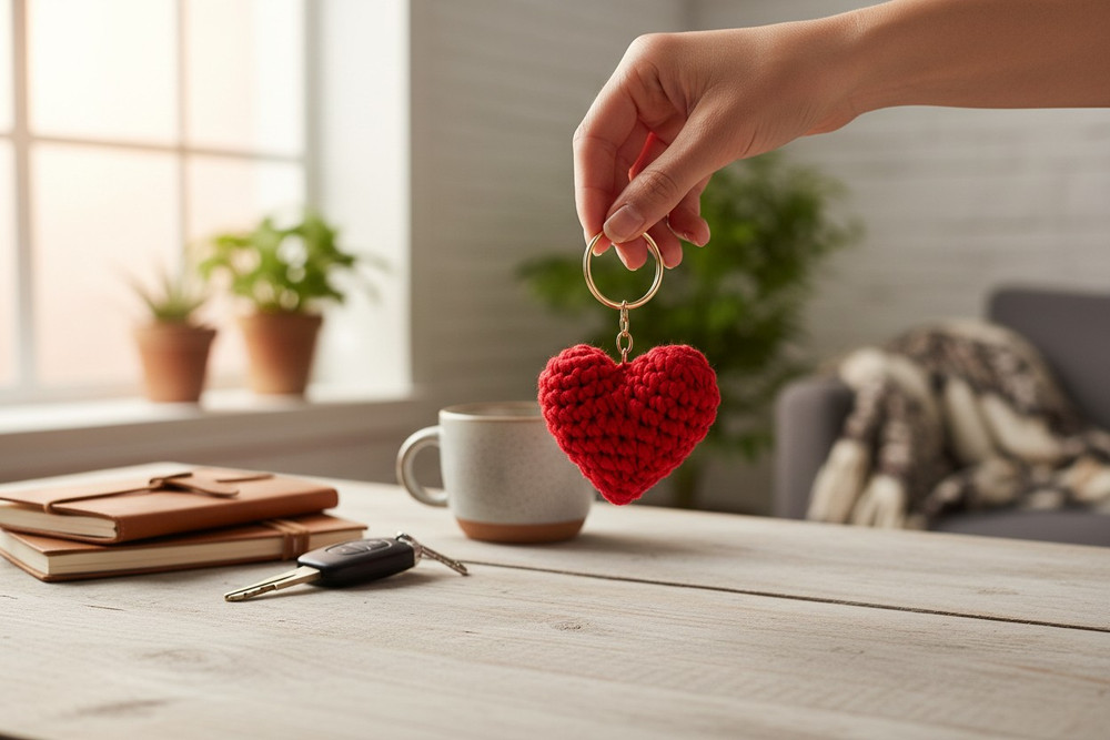 Handmade Heart keychain, bag charm