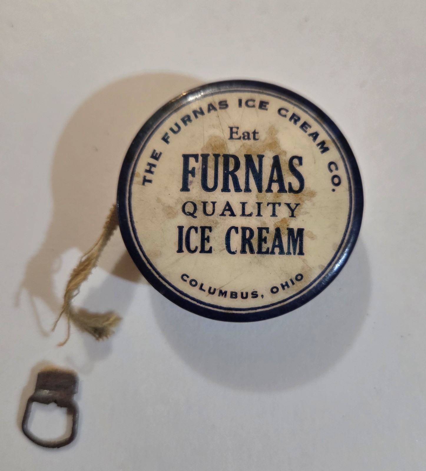 Vintage Furnas Ice Cream Columbus Ohio Advertising Tape Measure Celluloid