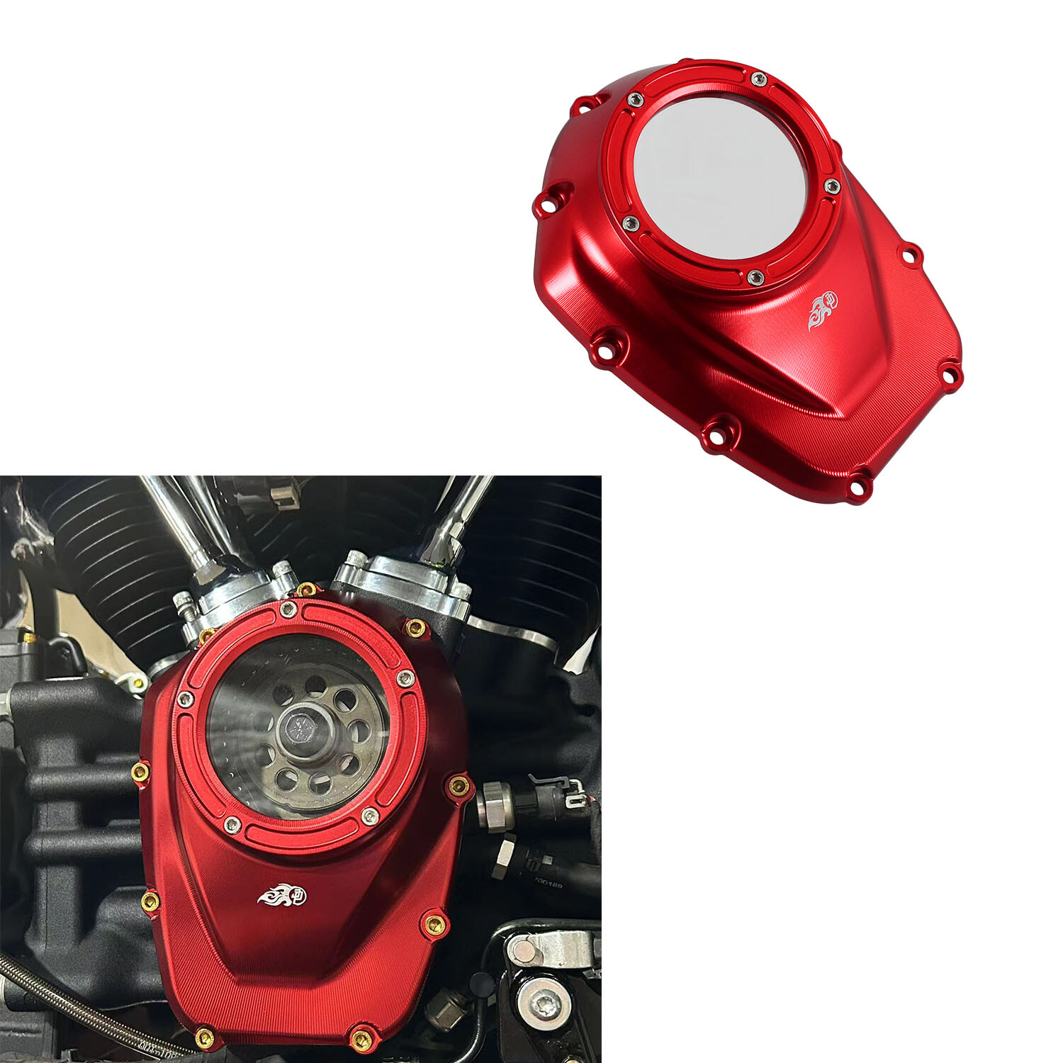 Red M8 Engine Camshaft Cover for Harley 2018-2024 Softail, 2017-2023 Touring FLH