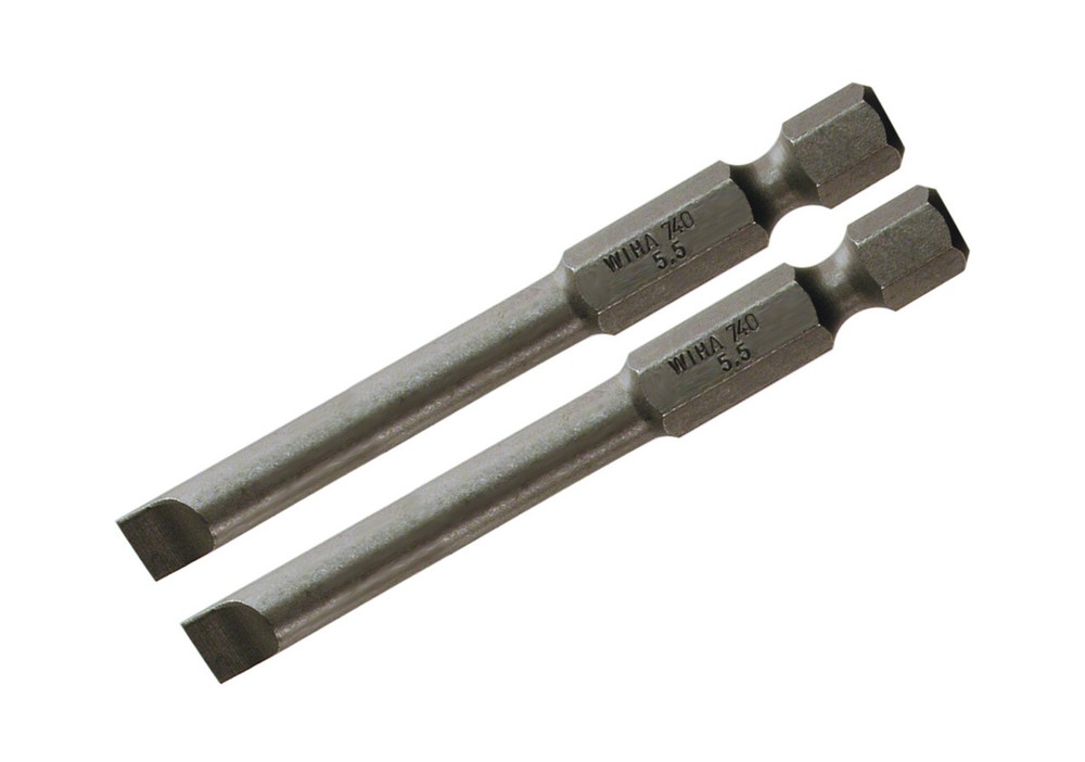Wiha 73908 Slotted Bit 4.0 - 70mm - 2 Pack