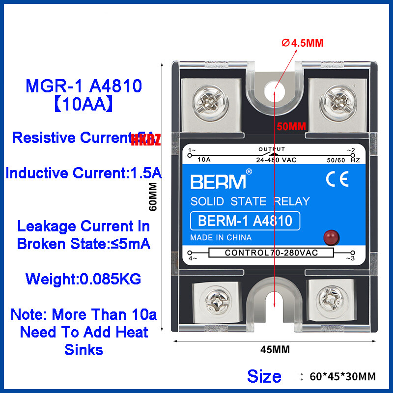 SSR-40AA Single Phase MGR-1 Solid State Module 70-280V AC to 24-480V AC 10A-100A