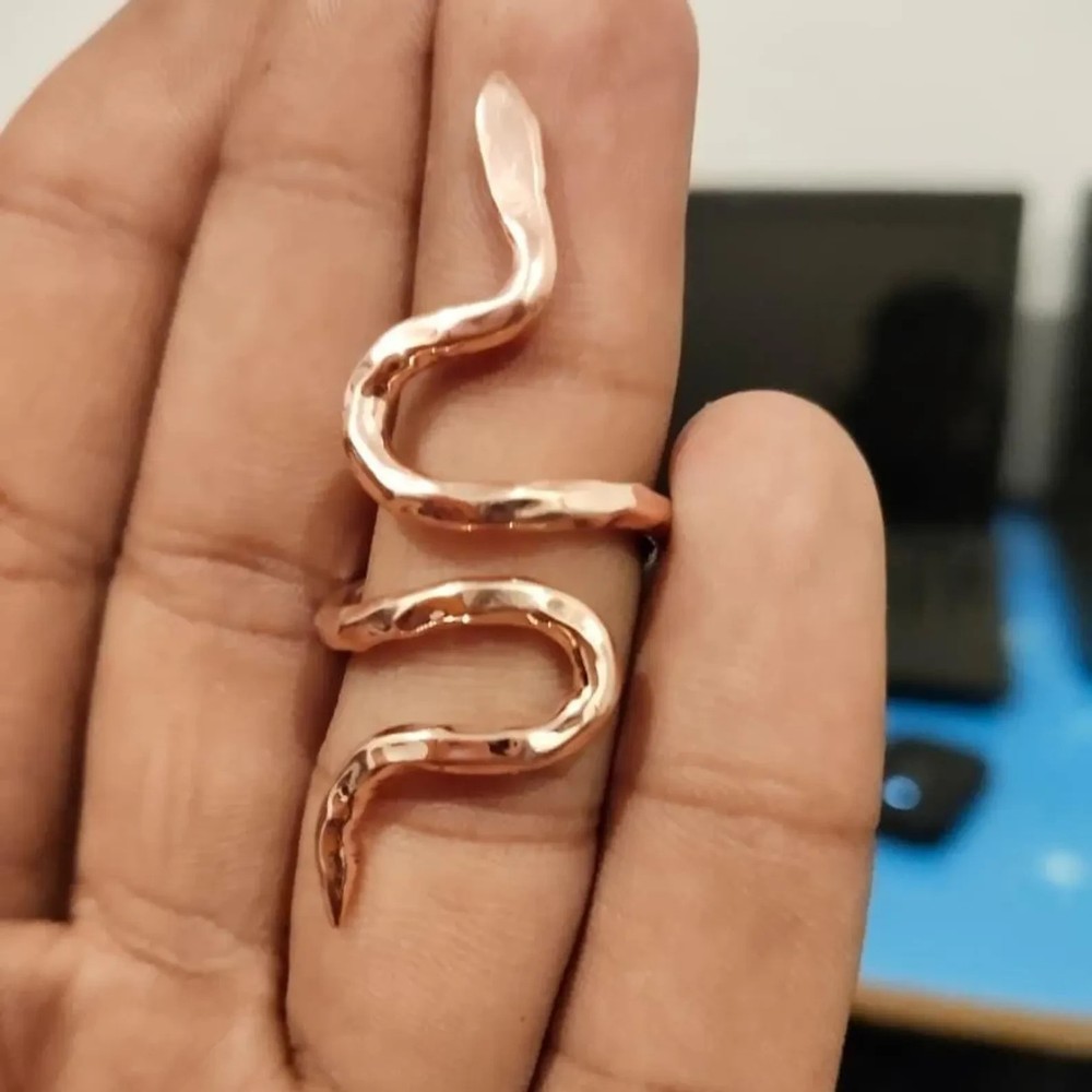 Solid Copper Minimalist Healing Ring Handmade Unisex Thumb Ring, Snake Ring