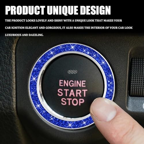 Car Engine Start Stop Decoration Ring, Car Engine Start Button 1PCS Bright Blue