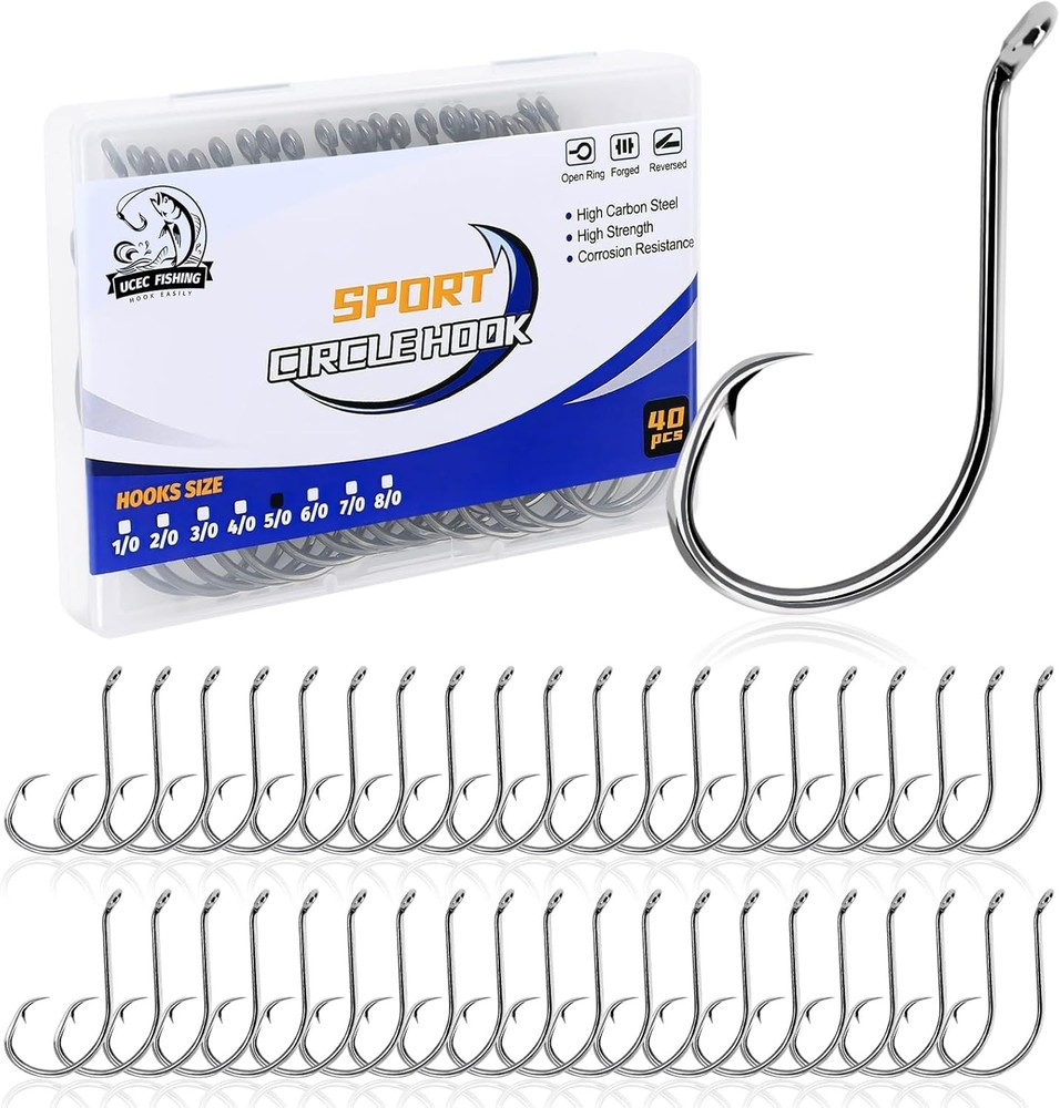 Circle Hooks Fishing Hooks 2X Strong Offset Circle Hooks Saltwater