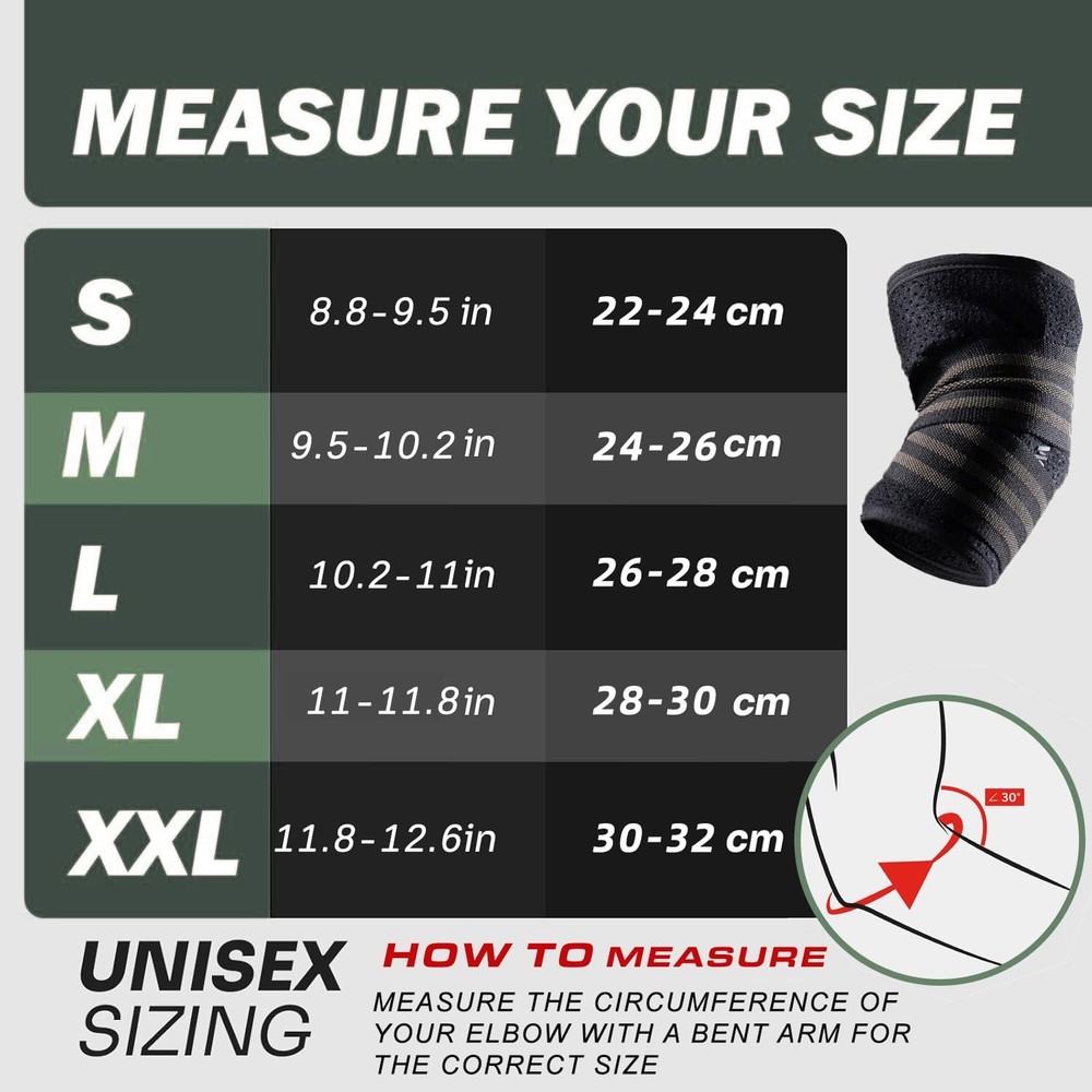 Elbow Sleeves with Adjustable Wrap, 5mm Neoprene, 7mm Compression Support Bra...