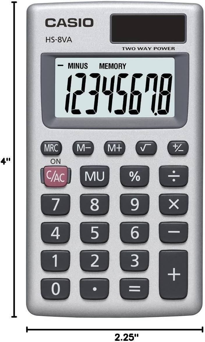 Casio HS-8VA Solar Powered Standard Function Calculator