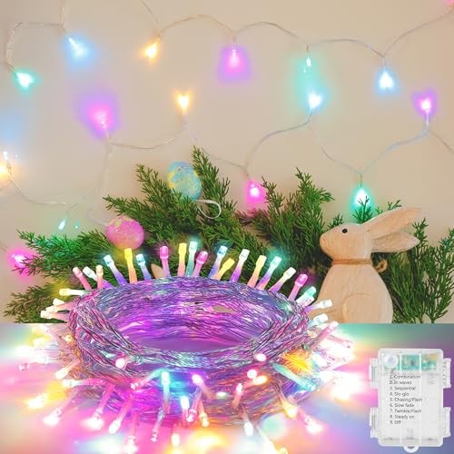 30 LED Easter String Lights - 11.5Ft Colored Battery Mini Light with 8 Pastel