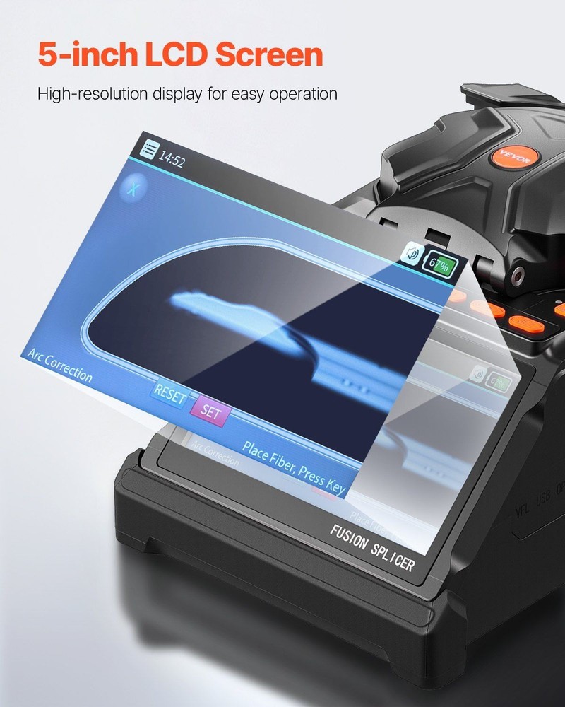 Fiber Optic Splicing Machine 6 Motor Core Clad Alignment 5 Inch View