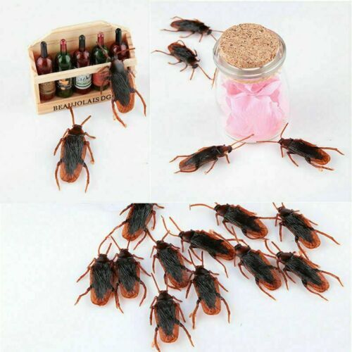 10 Prank Fake Roaches Plastic Cockroaches Creepy Roach Bugs Party Game Toy Gifts