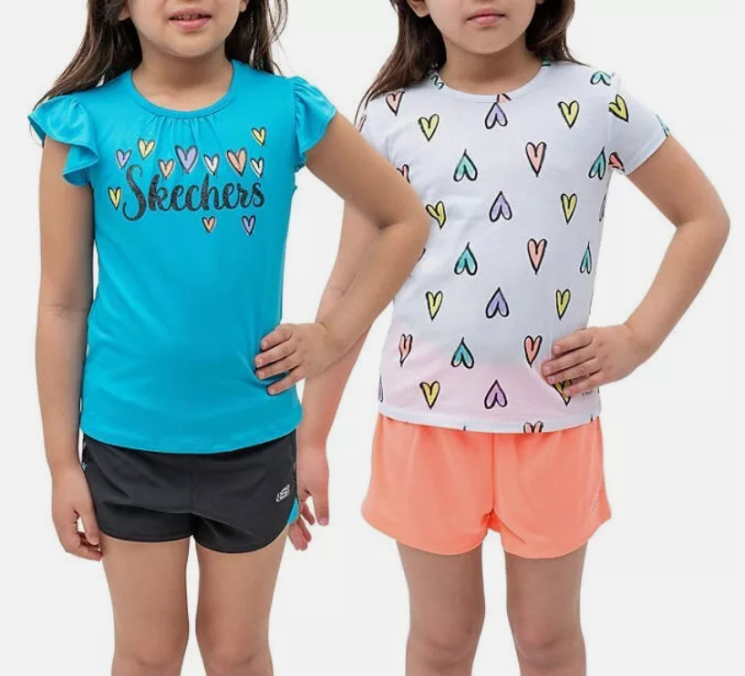 Skechers Toddler Girls 4-Piece Tees & Shorts Set Size 4T