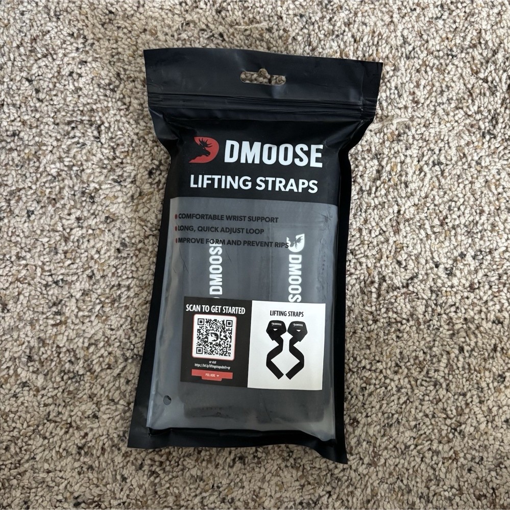 DMOOSE Lifting Straps Black Comfortable Wrist Support Quick Adjust Loop