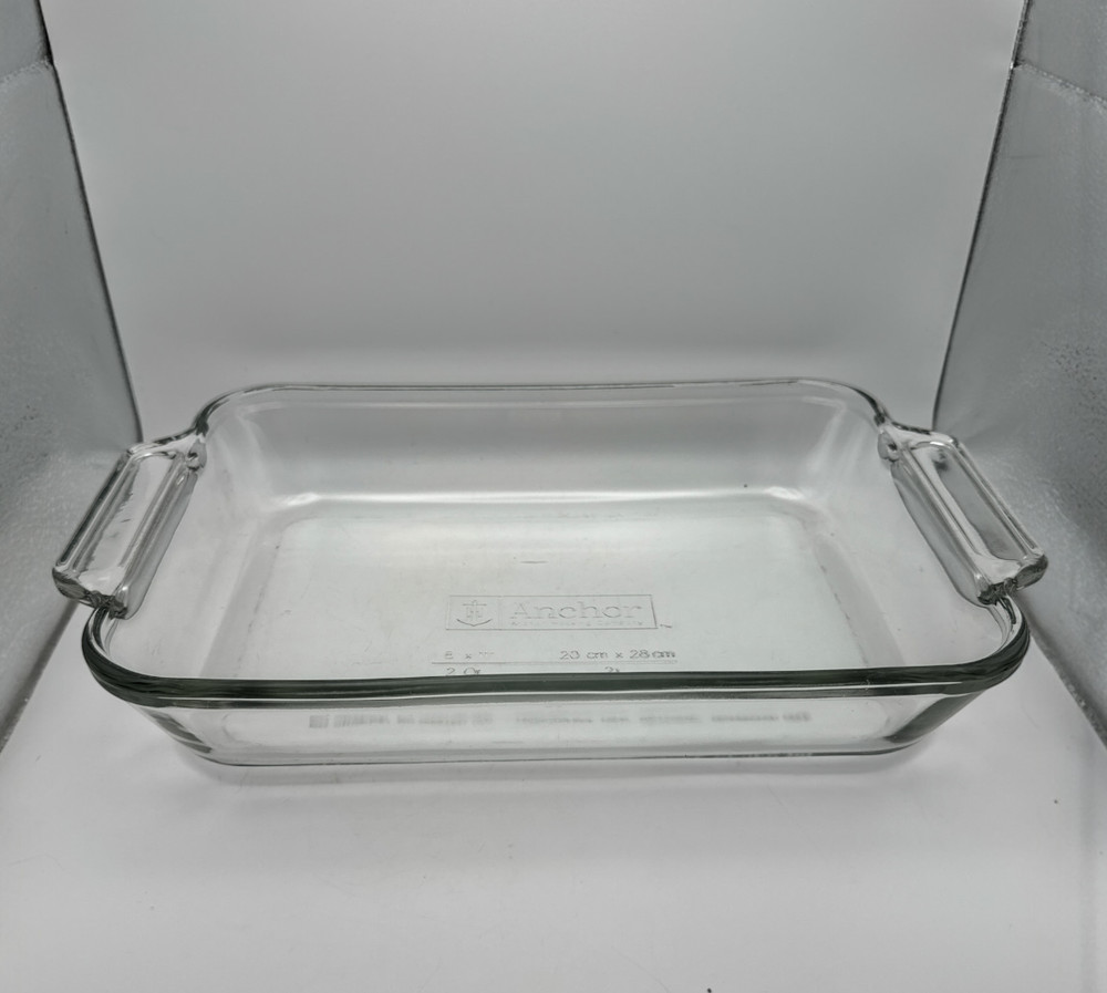 Anchor Hocking Clear Glass 8x11 2 Qt Casserole Baking Dish Pan Rectangular EUC