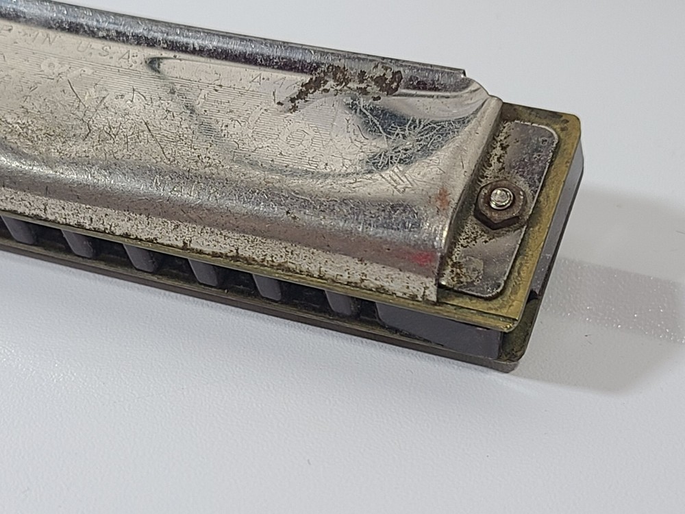 M Hohner Professional Harmonica Silver Bronze Solid Rectangular USA Made Vintage