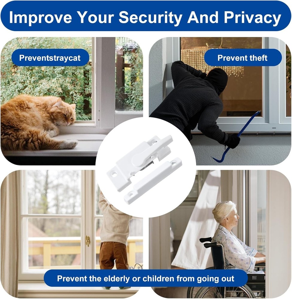 2 Pack Windows Sash Lock, White Cam Sash Lock Sliding Window Sashes Locks for Si