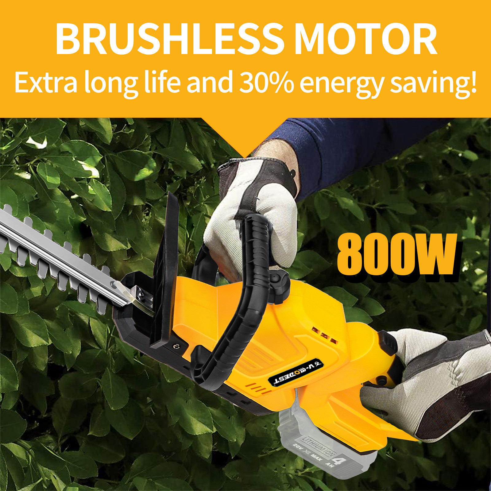 20 in. Cordless Hedge Trimmer For Dewalt 20V MAX Battery Brushless (Tool Only)