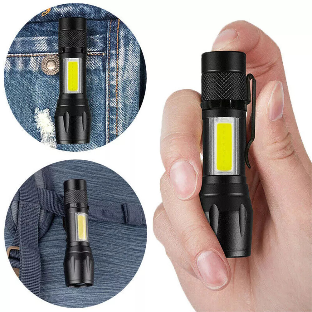 2PCS Tactical Flashlight Small LED Torch Light Mini Super Bright Penlight USB
