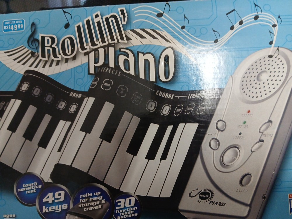 Rollin' Piano 49 KeysTouch Sensitive Mat-30 Function Buttons Boxed Age 7 & UP!