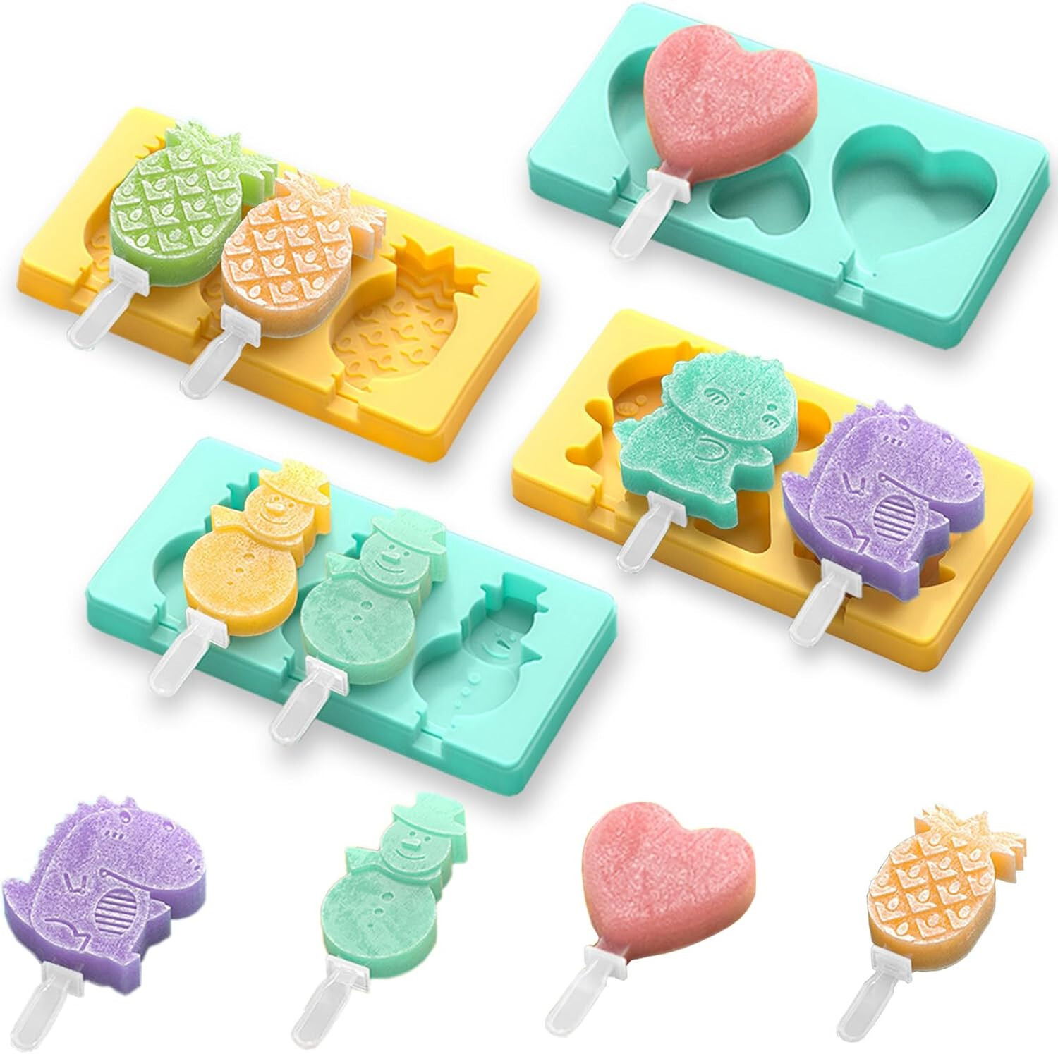 Kids & Toddlers Popsicle/Ice Cream Molds - BPA Free- 10 ct  Dinosaur, Snowman