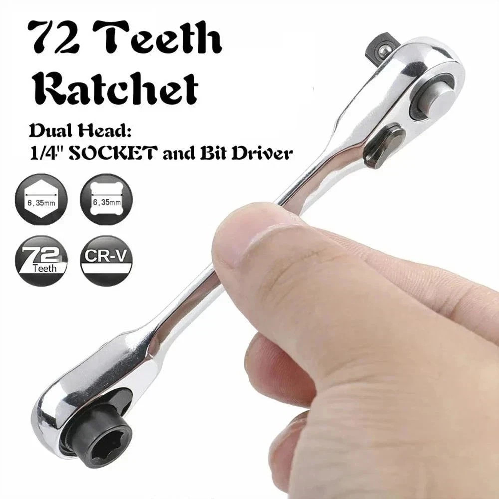 1/4" Mini Double-Ended Quick Socket Ratchet Wrench Rod Screwdriver Bit Tools *