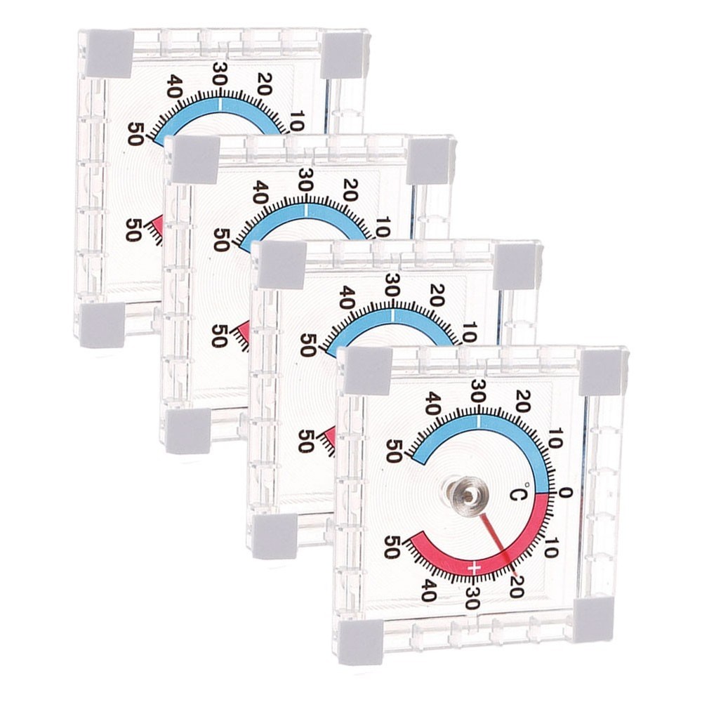 4pcs Square Thermometer for Windows and Doors Outdoor Temperature Reader