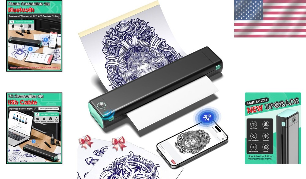 Rechargeable Bluetooth Tattoo Stencil Printer