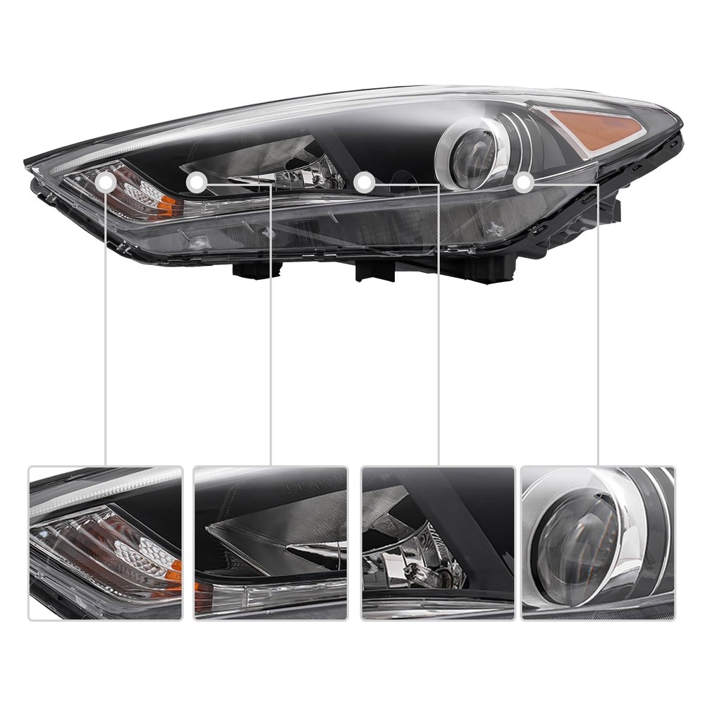 Halogen Headlight Left for 2016-2018 Tucson Front Projector Easy Install Set