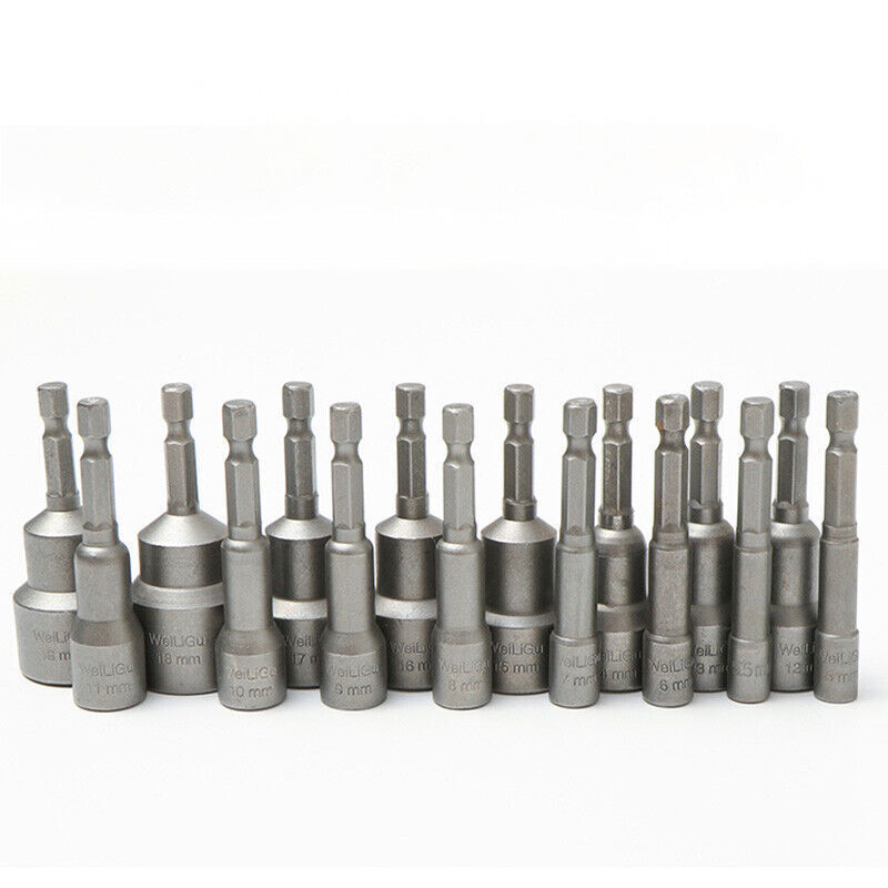 1/4" Hex Shank Magnetic Socket Nut Driver Drill Bit Adapter 6mm-24mm