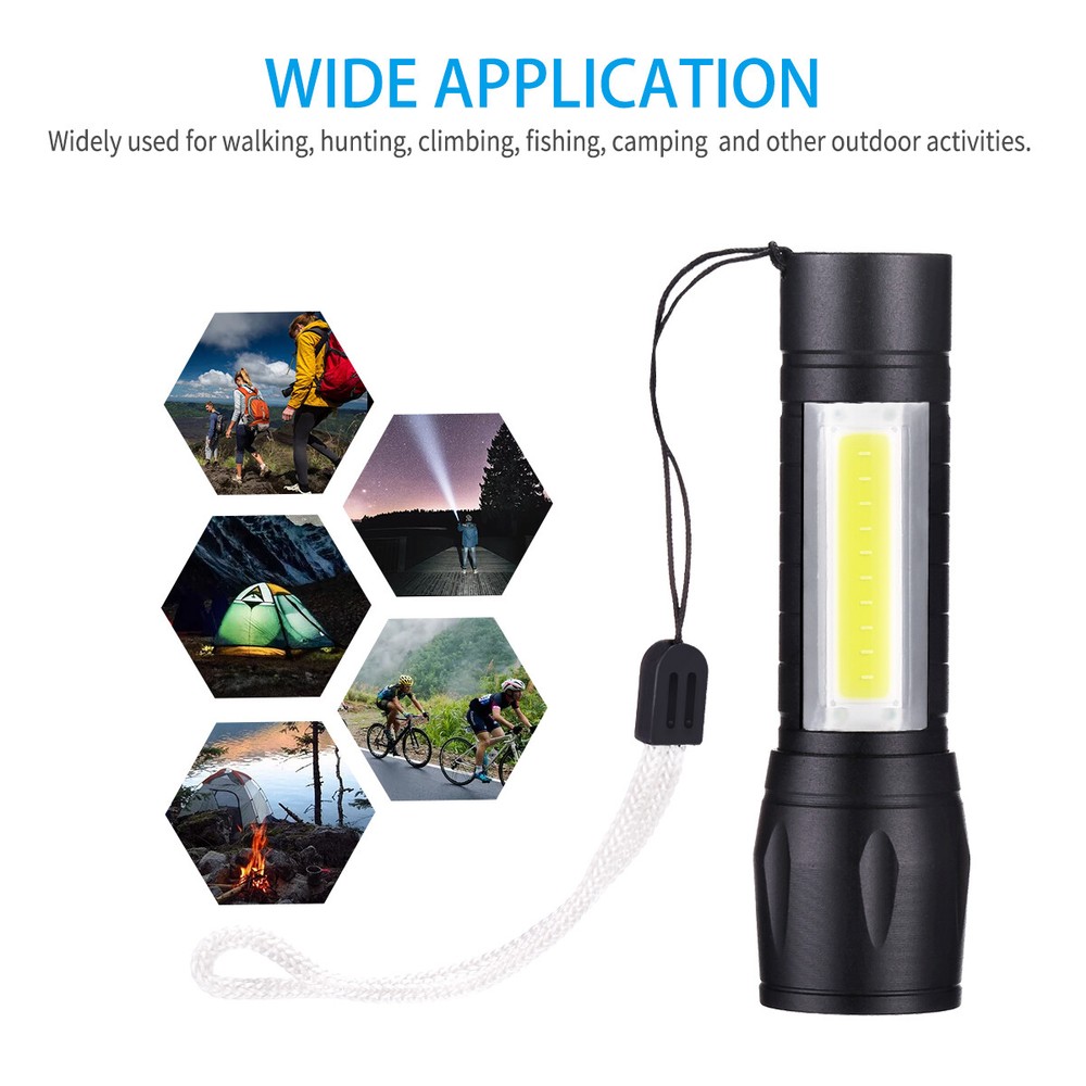 4pcs LED Tactical Flashlight USB Rechargeable Lamp Super Bright 3 Modes Light