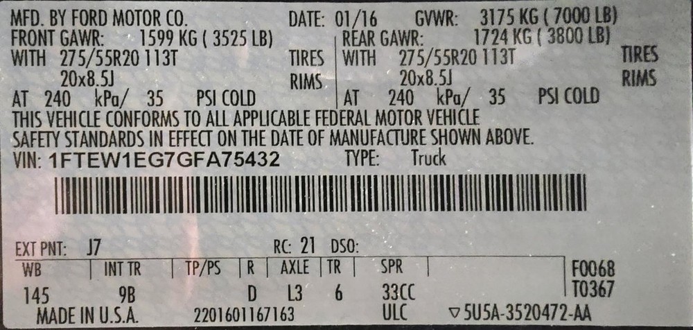 F150 2016 Jack 1548245