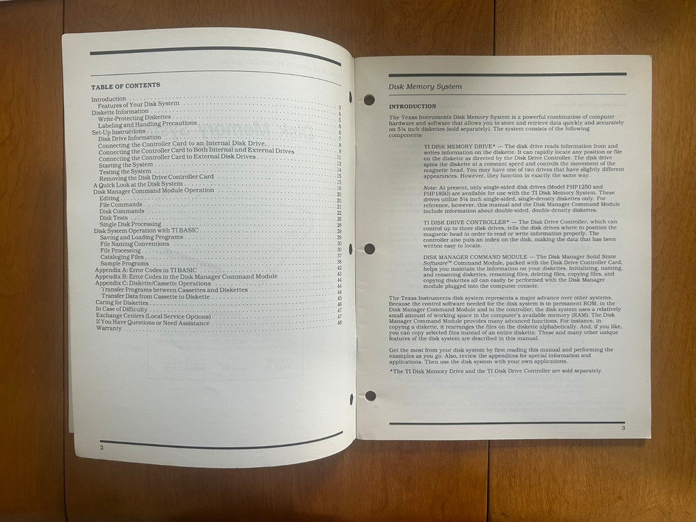 Vintage 1983 TI Disk Memory System Model No. PHP1240 Manual