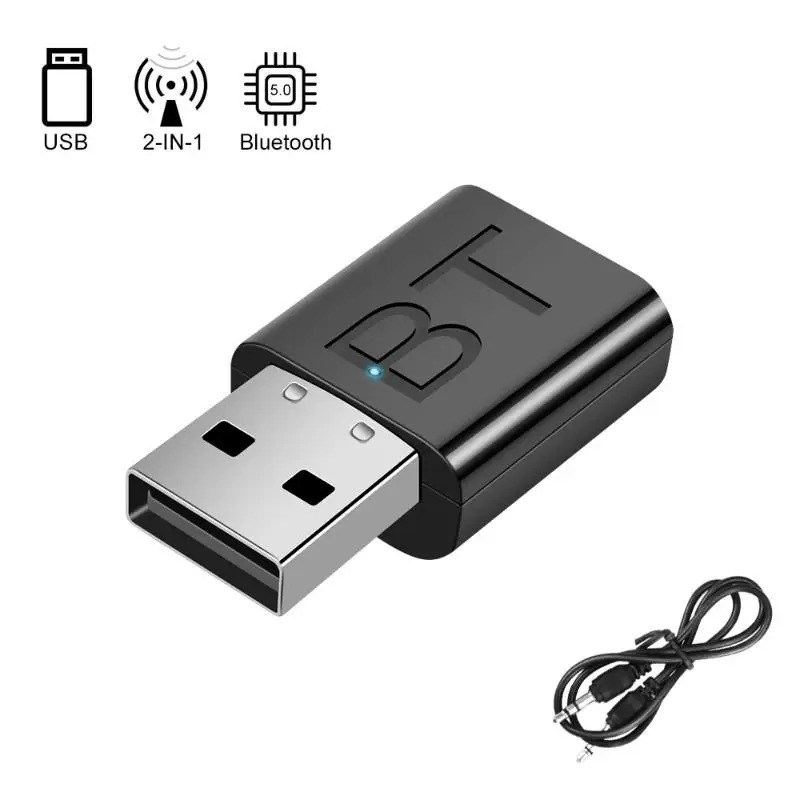2 In 1 Bluetooth 5.0 Receiver Wireless Bluetooth Adapter 3.5mm Jack AUX Auto