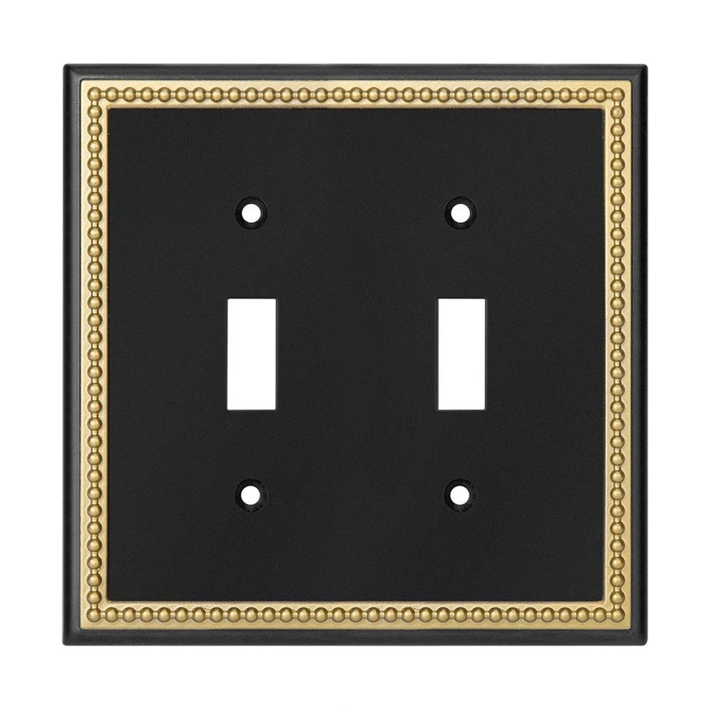 Pearled Frame Decorative Wall Plate Switch Plate Outlet Cover (Double Toggle,...