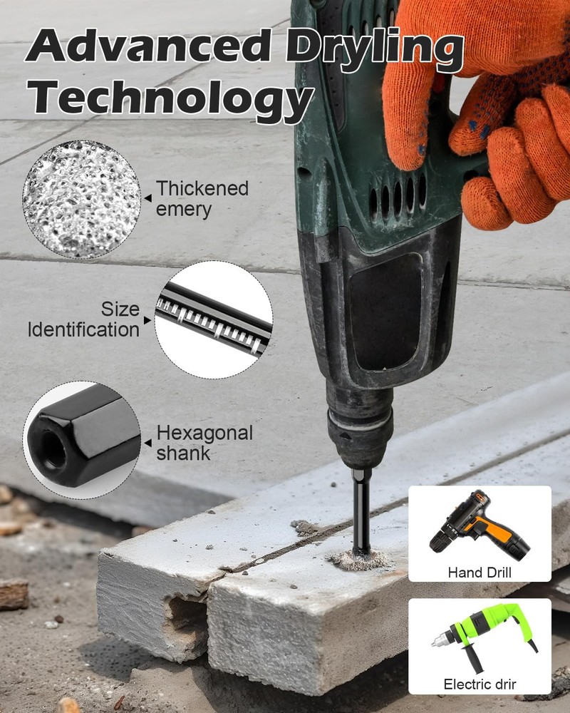 10Pcs Dry Diamond Drill Bits Set, 3/16” 5mm Hex Shank Tile Core Bit...