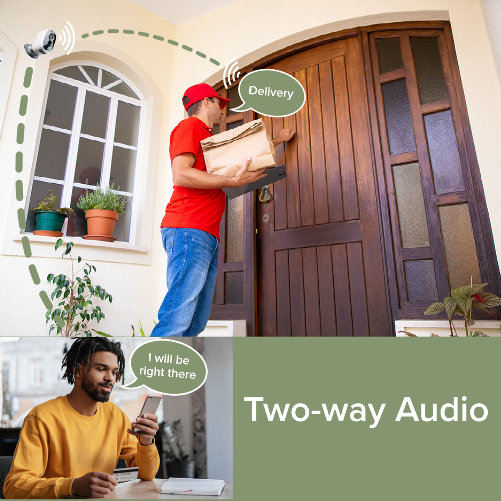 2K Home Wireless Battery Security Camera w/Solar Panel